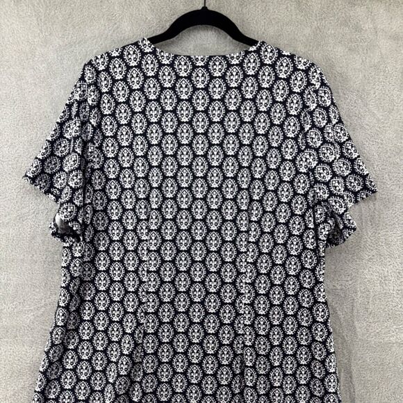 Talbots Dress Womens Plus 2X Black Jersey Stretch Midi Short‎ Sleeves Surplice - Picture 8 of 13